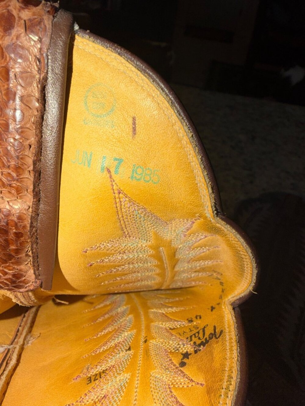 Vintage Tony Lama Brown Python Leather Cowboy Western Boots Style 4840 women 6.5 - Picture 5 of 13